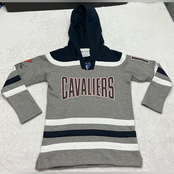 NWT-Champion Virginia Tech college Sz Medium pullover hoodie grey/white/navy - Picture 1 of 5